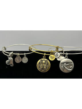 Alex and Ani Expandable Adjustable Wire Bracelet Charms Lot of 3